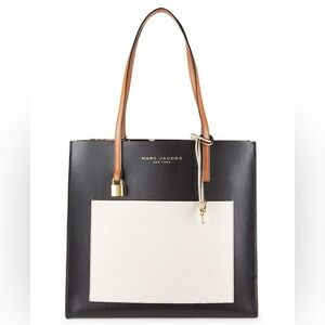 Marc Jacobs Grind Colorblock Leather Tote Bag in Smoked Almond Multi